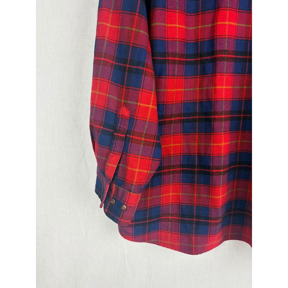 Himalaya Mens 2X Big Plaid Flannel Shirt Red Navy Long Sleeve Acrylic Button - Picture 6 of 7